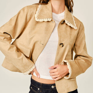 Lace Collar Suede Jacket