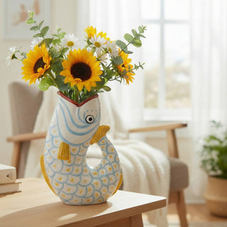 Patterned Ceramic Fish Pitcher