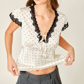 The Seaside Polka Dot Satin Blouse