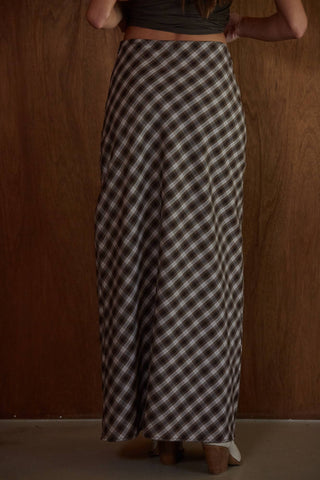 Plaid Pencil Midi Skirt