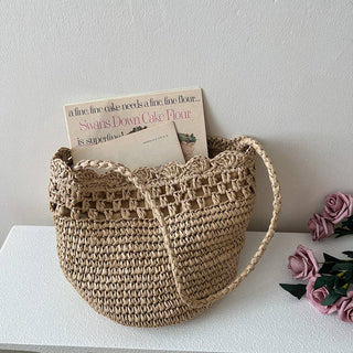 French Style Woven Bucket Bag