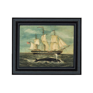Whaling Ship Vintage Framed Print