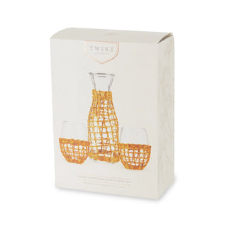 Island Seagrass Carafe & Wine Glass Set