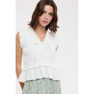 Smocked Ruffle Peplum Top