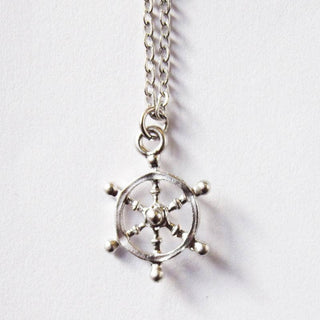 Mini Sailboat Wheel Charm Necklace