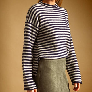 The Striped Roll Neck Wool Sweater