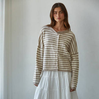 The Newport Striped Button Down Cardigan