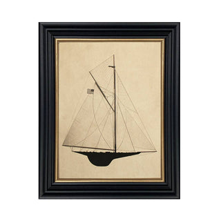 Sailing Yacht Vintage Printed Silhouette
