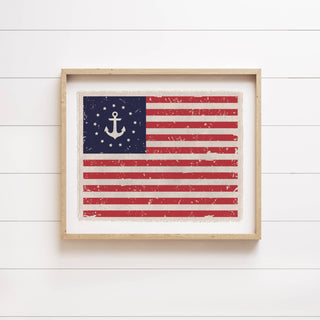 Nautical American Flag Canvas Art Print