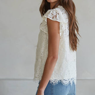 Seabreeze Lace Button Down Top