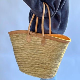 Long Handled Leather Trim Market Tote