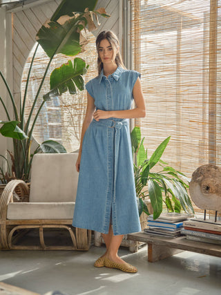 Denim Belted Mini Dress