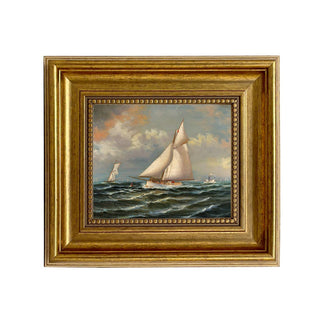 Vintage Sailboat Framed Oil Painting Print