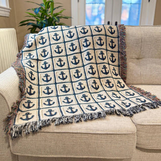 Cotton Anchor Woven Throw Blanket