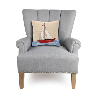 Sailboat Wool Hook Pillow