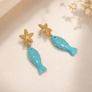 Fish & Starfish Drop Post Earrings