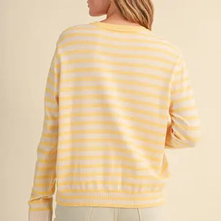 Coastal Lemon Striped Cardigan