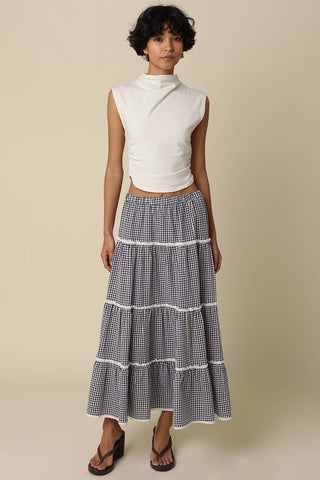 Gingham Tiered Maxi Skirt