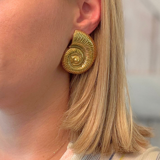 Large Gold Shell Earrings