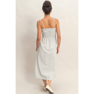Striped Smocking Midi Dress