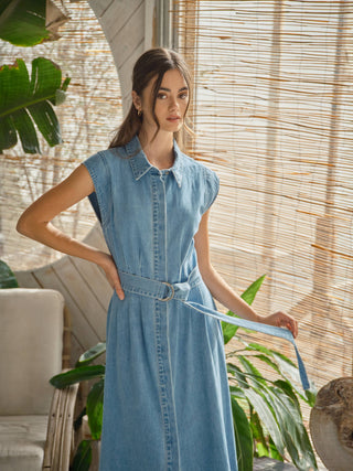 Denim Belted Mini Dress