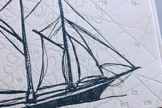 Nautical Letterpress Library Note Card Set