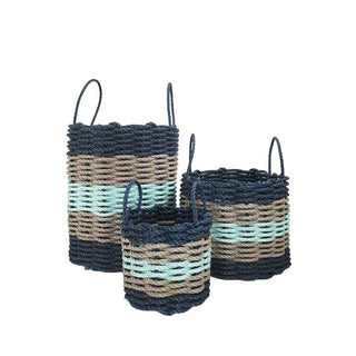 Navy & Seafoam Lobster Rope Storage Basket