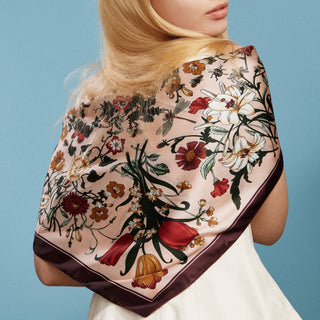 Vintage Botanical Floral Square Scarf
