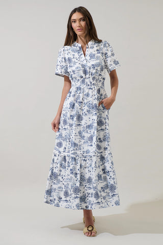 Renzo Toile Poplin Maxi Dress