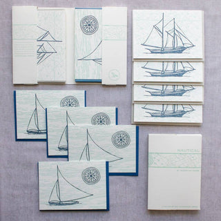 Nautical Letterpress Library Note Card Set