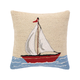Sailboat Wool Hook Pillow