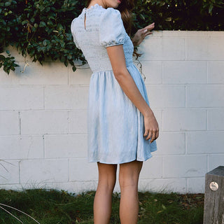 Linen Smocked Mini Dress