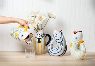 Blue Stripe Shapely Fish Jug