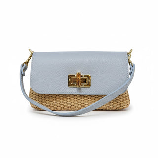 Italian Leather & Raffia Crossbody Bag