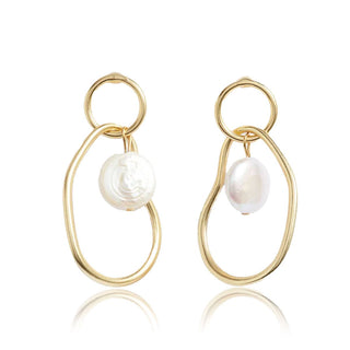 Oval Link Freshwater Pearl Earrings