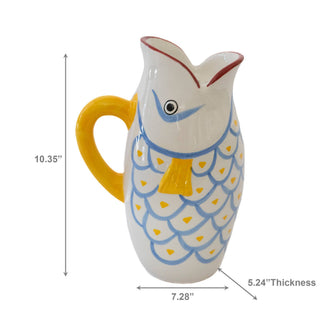 Patterned Ceramic Fish Pitcher