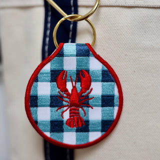 Lobster Gingham Embroidered Keychain