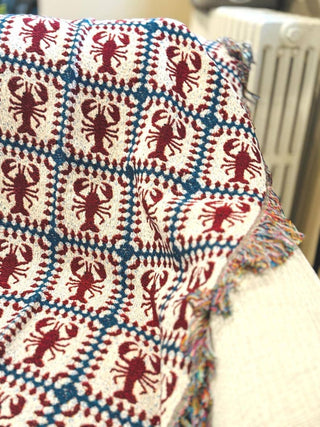 Lobster Granny Square Throw Blanket