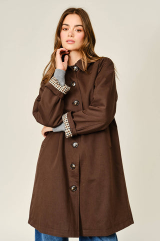 Checkered Midi Trench Coat