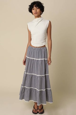 Gingham Tiered Maxi Skirt