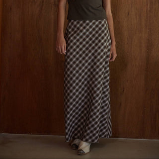 Plaid Pencil Midi Skirt