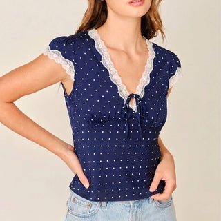 The Seaside Polka Dot Satin Blouse