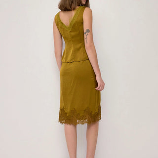 The Mina Satin Lace Trim Top