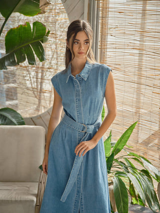 Denim Belted Mini Dress