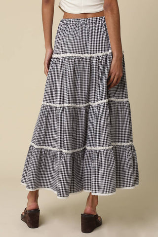 Gingham Tiered Maxi Skirt