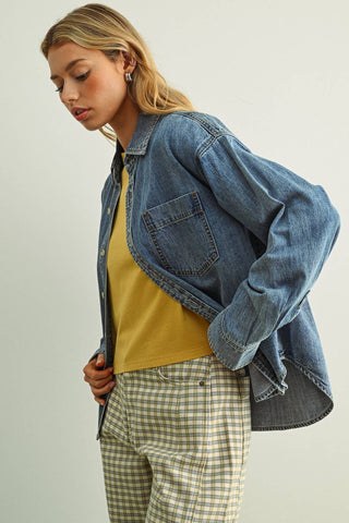 Washed Denim Button-Down