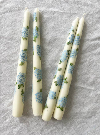 Hand Painted Hydrangea Taper Candles