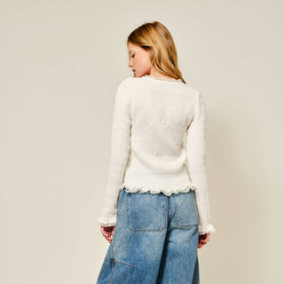 The Ivory Smocked Lace Blouse