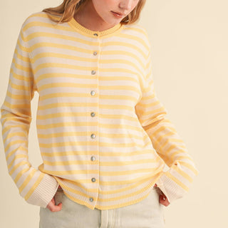 Coastal Lemon Striped Cardigan