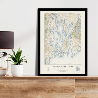 Narragansett Bay Rhode Island Map Art Print